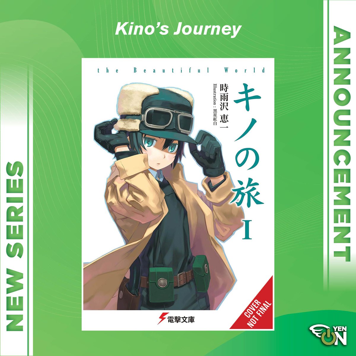 yenpress's tweet photo. NEW LIGHT NOVEL ANNOUNCEMENT: Kino’s Journey

A young traveler named Kino and a talking motorcycle named Hermes are on the journey of a lifetime! They visit different countries one after another, experiencing human nature and society in its many forms. Kino wants to learn everything there is to know about how other people live. Join their introspective adventure and uncover what it is that makes the world beautiful.