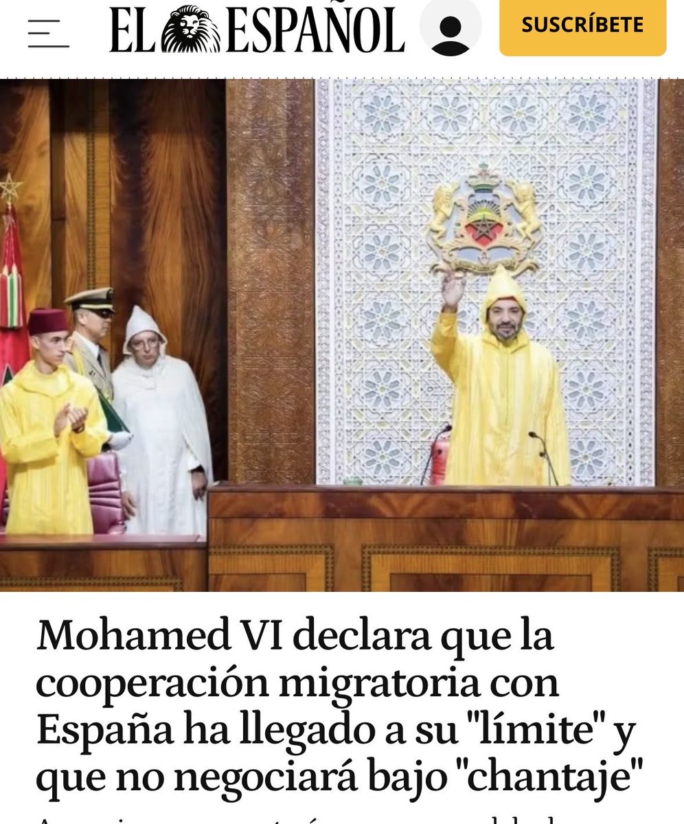 mehuelea's tweet photo. Parece que Mohamed VI de Marruecos se ha cansado de cooperar sobre emigración con Pedro I de España. 
No se espera que haga lo mismo con los millones de € que llegan de nuestro país. https://t.co/5wsT9U8seU