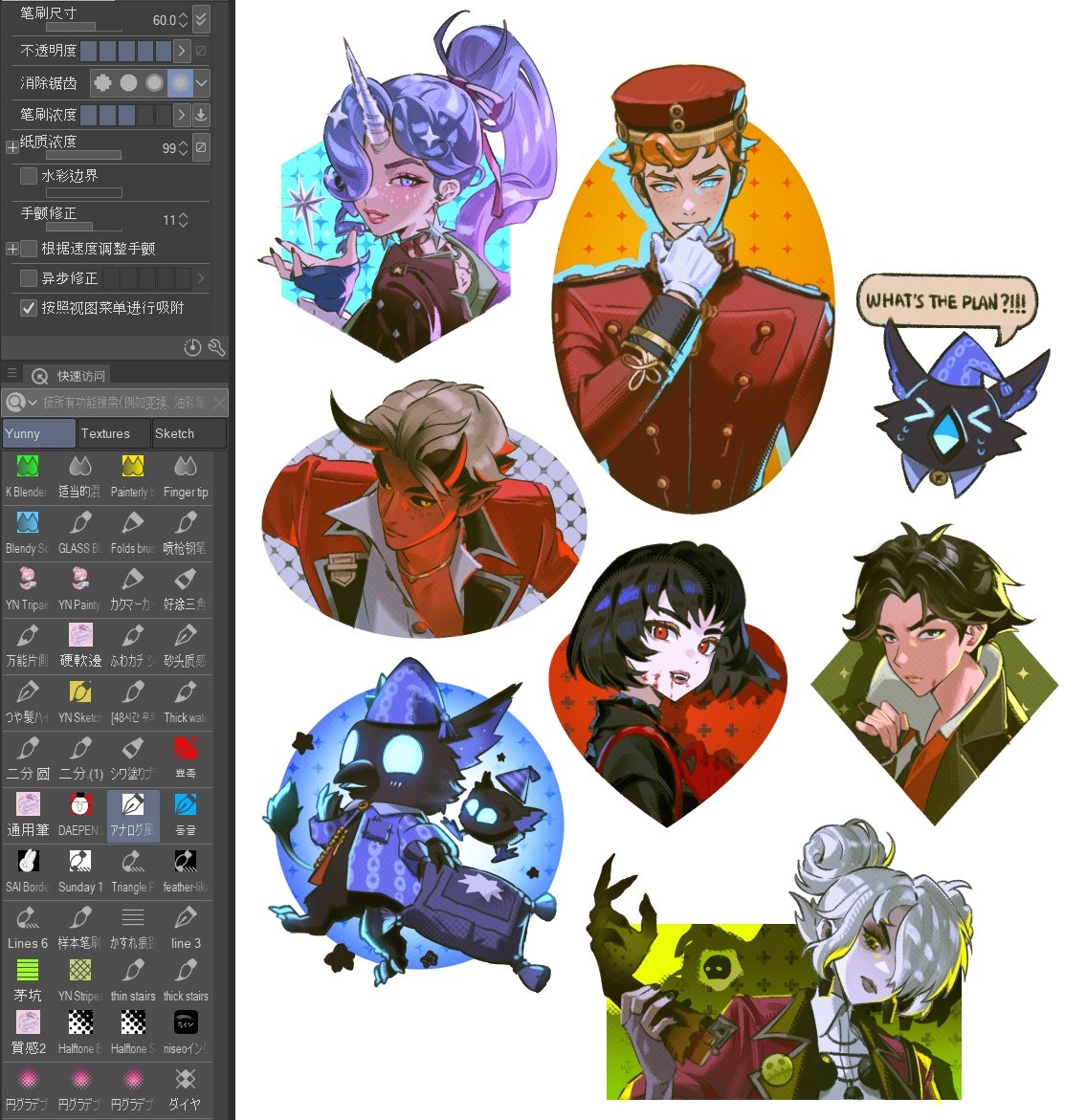 CureYunny's tweet photo. I manage to draw 3 more 
asfdas gonna pass tf out now.
they turned out so cute!! I just need to decide to make it die cut or kiss cut. https://t.co/B8Taj5b0G3