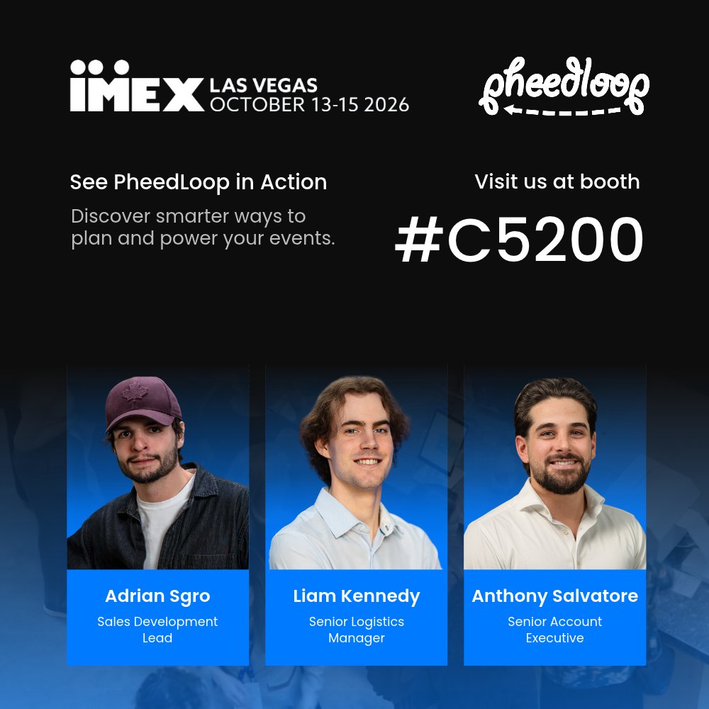 pheedloop's tweet photo. #IMEX America is next week, and PheedLoop will be at booth C5200.

Come say hi, see a live demo of what we’ve been building, and swap notes with the team on what’s working in events right now.

Want to lock in a time? https://t.co/QmU7LVnqux https://t.co/5QZQ6SlZ8U
