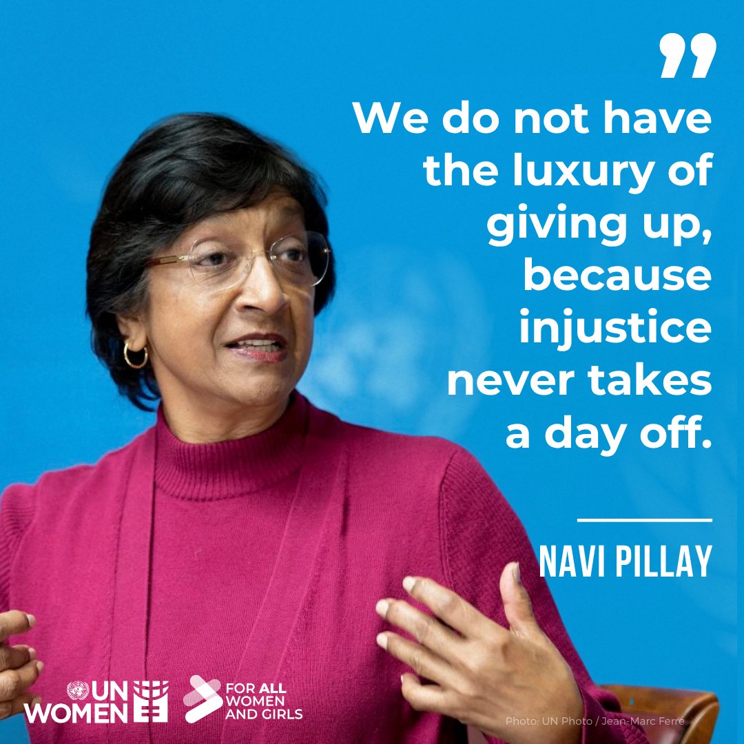 UN_Women's tweet photo. A lifetime of breaking barriers. A legacy of fighting for justice.

Congratulations to Navi Pillay on being awarded the 2026 #NobelPeacePrize! 🕊️

Her recognition is a reminder that progress takes courage, persistence and people who refuse to give up.

#ForAllWomenAndGirls https://t.co/eTvJNLNUgJ