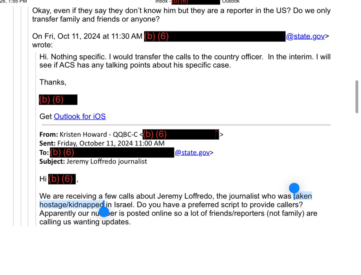 loffredojeremy's tweet photo. Internal emails shows the Biden state department was referring to what happened to me as “kidnapping” by IDF - and even then they didn’t say a single thing publicly. https://t.co/jLHRkMZWIF