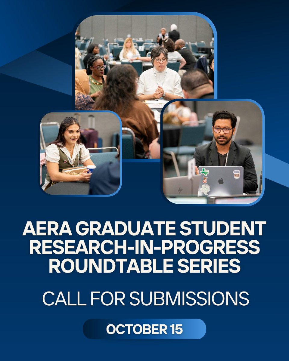 AERA_EdResearch's tweet photo. The deadline for the Research-in-Progress Roundtable Series is coming up on October 15! https://t.co/KvNzk7EmQo https://t.co/c9bMQVH6se