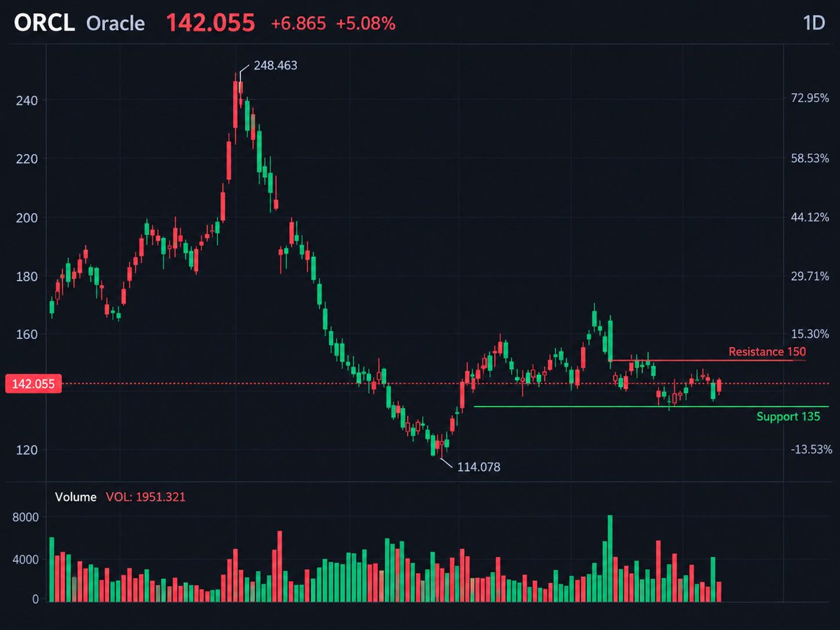 🔥 $ORCL IS SHOWING SIGNS OF A RECOVERY!

Oracle's daily chart tells an interesting story.

After falling from its $248.46 swing high to $114.08, the stock has 