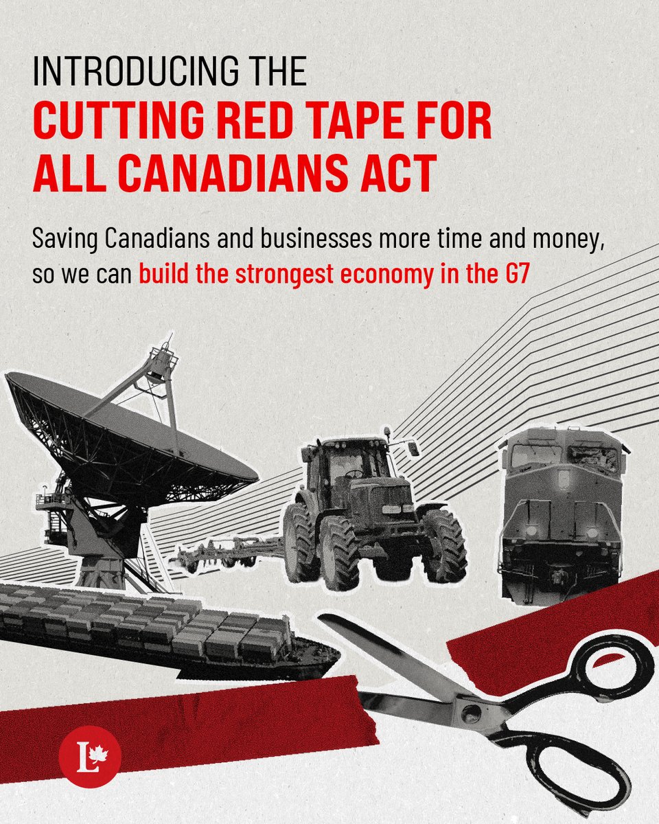 AliEhsassi's tweet photo. Canada’s new government is cutting unnecessary red tape to save Canadians and businesses time and money.

With the recent introduction of Bill S-7, the Cutting Red Tape for All Canadians Act, we’re proposing changes across 11 federal departments and agencies to streamline services, support farmers and businesses, and create more opportunities for economic growth.