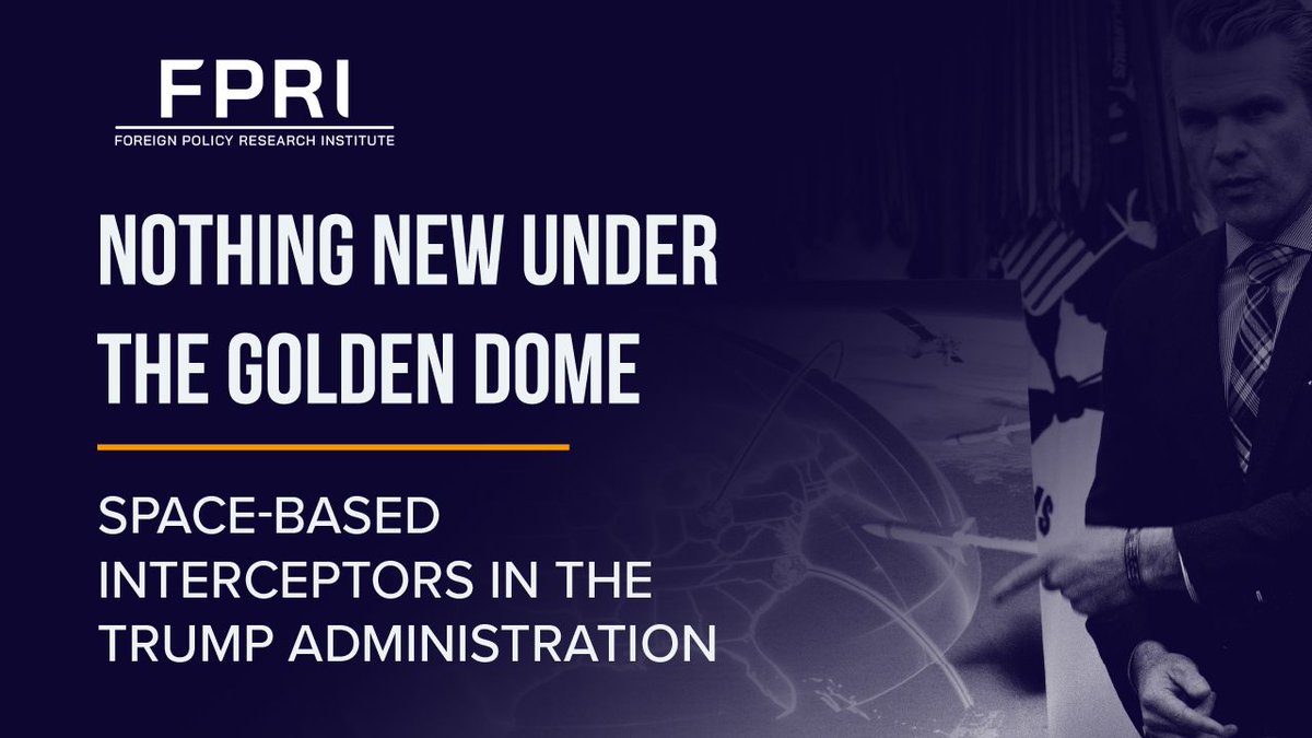 FPRI's tweet photo. In Nothing New Under the Golden Dome, FPRI researchers calculated the cost of deploying the required number of anti-missile satellite constellations to space based on current threats. Ultimately, they concluded that using such systems would not be sustainable, financially or logistically. 

This raises a broader question: if the United States cannot afford space-based defense, how will it afford space-based offense? https://t.co/A1PydkNhdn