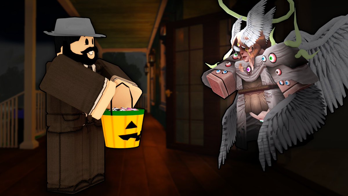 DemonologySoln's tweet photo. It’s the boss’s favorite time of year: spooky season! 🎃

He may be well past unc status, but that has never stopped him from enjoying free candy from trick-or-treating on Halloween. 

Here he is trick-or-treating last year at one of his favorite stops. The candy giver at this house always has the coolest costume he’s ever seen and, more importantly, gives out some of the best candy around!

According to the boss, whatever this house gives out tastes absolutely amazing… although he does say it feels a little sharp going down 🍬.