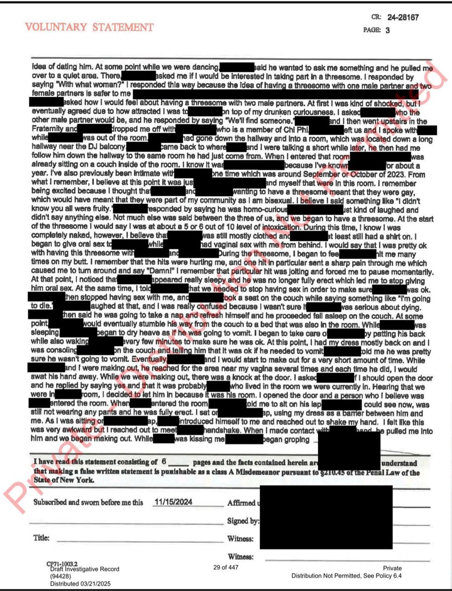 GogIvanka's tweet photo. All 6 pages of Jane Does statement about what happened at the Cornell Chi Phi house. https://t.co/BOSlKiTKwt