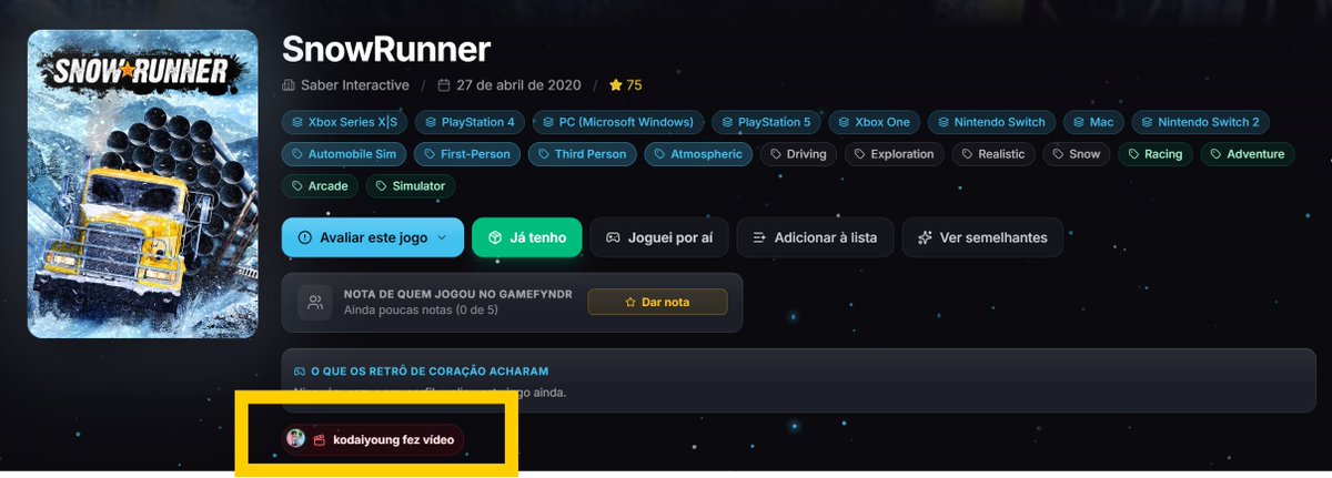 KodaiYoung's tweet photo. Pra você que é criador de conteúdo, o @gamefyndr tem um perfil dedicado onde além fe você poder linkar todas as suas redes sociais, você também pode vincular seu conteúdo produzido ao card de um jogo e quando o usuário for buscar informações sobre ele ou avaliar, a plataforma sugere conteúdos dos criadores. Experimente! Crie sua conta hoje e comece a montar o seu perfil gamer. Link a seguir.