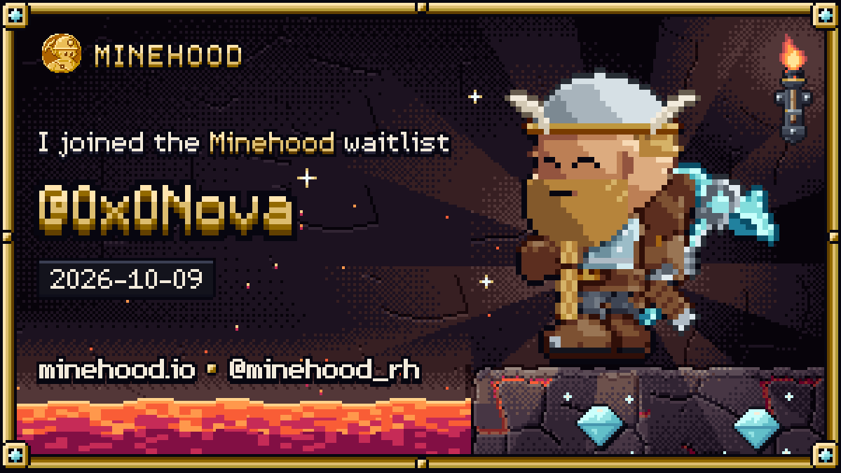 0x0Nova's tweet photo. Shoutout to @ufukless1 one of the most respected and resilient minds in Turkish CT. 

His work ethic is honestly unmatched.

He’s officially working on his own game, @minehood_rh and the momentum is already building.

Given how strong the local support is, it’s only a matter of time before the rest of global CT catches on.

Early alpha for anyone looking to get in ahead of the crowd: -> https://t.co/7RVfTCAFDM