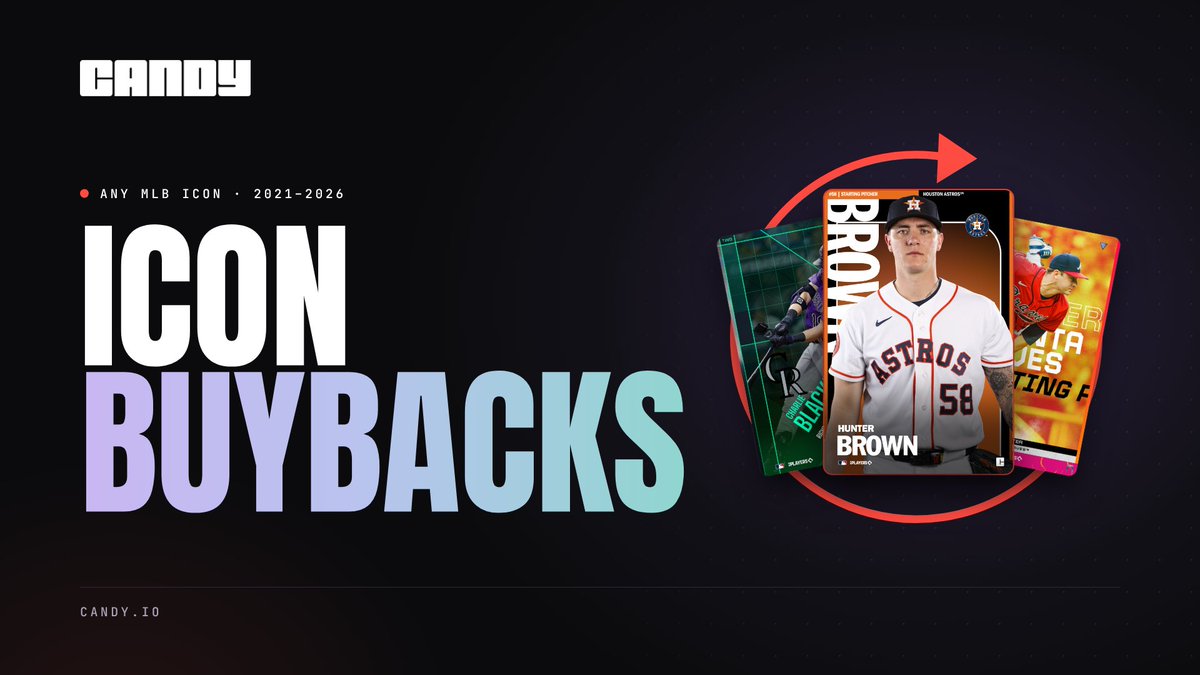 CandyDigital's tweet photo. ⚾️ The MLB ICON Buyback is LIVE ⚾️

 How it works↴

🔸 Log in to your Candy account at https://t.co/P9jGL19V6e

🔸 The buyback will take place within your collection. Eligible ICONs will have the Sell Back button.

🔸 Confirm and approve the transfer from your wallet, and your Candy Credits are added to your account.

We're going shopping! 🤝