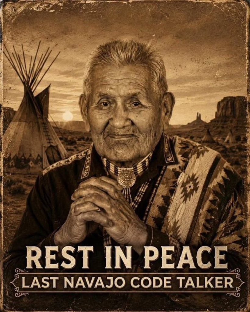 native_am_pride's tweet photo. An American legend has taken his final rest. John Kinsel Sr., one of the last original Navajo Code Talkers who used their language to outwit the Japanese in World War II, has died at 107. https://t.co/MU2ChAcD0N