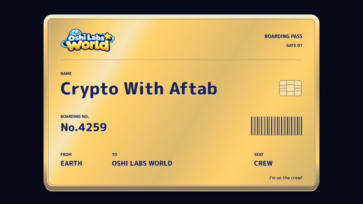 ChainSignalNet's tweet photo. I just pre-registered for Oshi Labs World! Boarding No.4259
My name goes on the mothership’s crew roll.
Come aboard with me! https://t.co/hGHZOE2xWq https://t.co/kfAbR4gRuJ