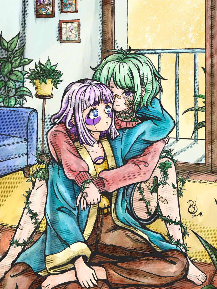 Ophuuchan's tweet photo. created this plant girl to show what anxiety feels like to me
and i kinda love her 💜 making her helped me deal with a lot of what i was feeling back then https://t.co/5tASsmvUPF