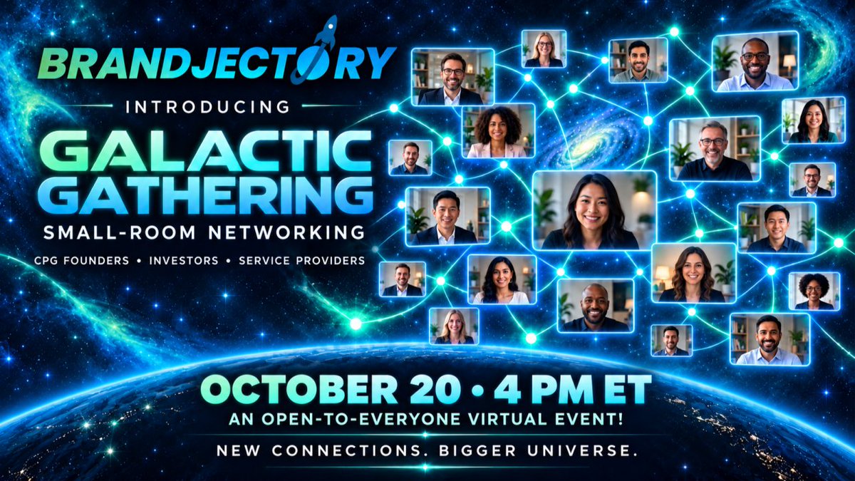 brandjectory's tweet photo. Brandjectory's ethos is to #buildrelationships!
Introducing the

🚀☄️🛸🌌GALACTIC GATHERING!🚀☄️🛸🌌

Network virtually with founders, investors, experts!
 
Get your slot: https://t.co/I4EXcgYovW

#emergingbrands #founders #entrepreneur #investors #cpg #food #beverage #networking https://t.co/xiBaW0Fi8J