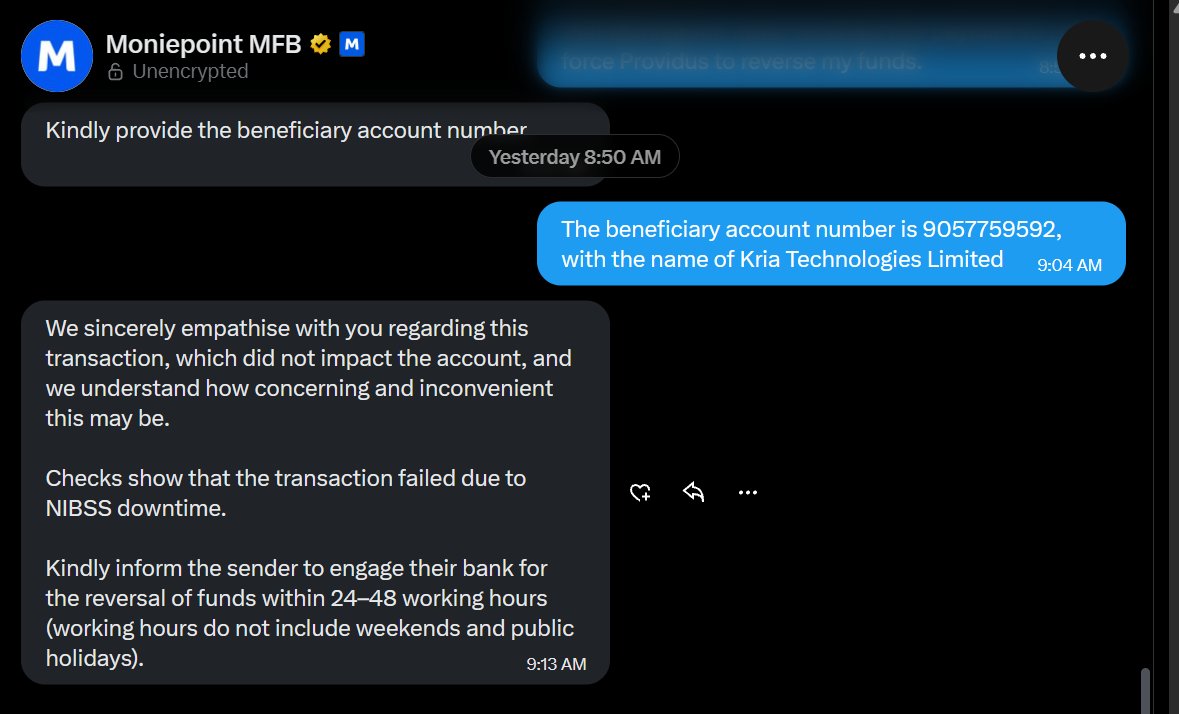 Dvizible's tweet photo. @Providusunity @moniepoint @ProvidusBank @Providusunity Stop holding my business funds hostage. Your team falsely claimed my 912k transfer was "successfully processed." @moniepointng has officially investigated Session ID 000023261002115913004232938392 and confirmed in writing it FAILED due to https://t.co/NbiguSRG6i