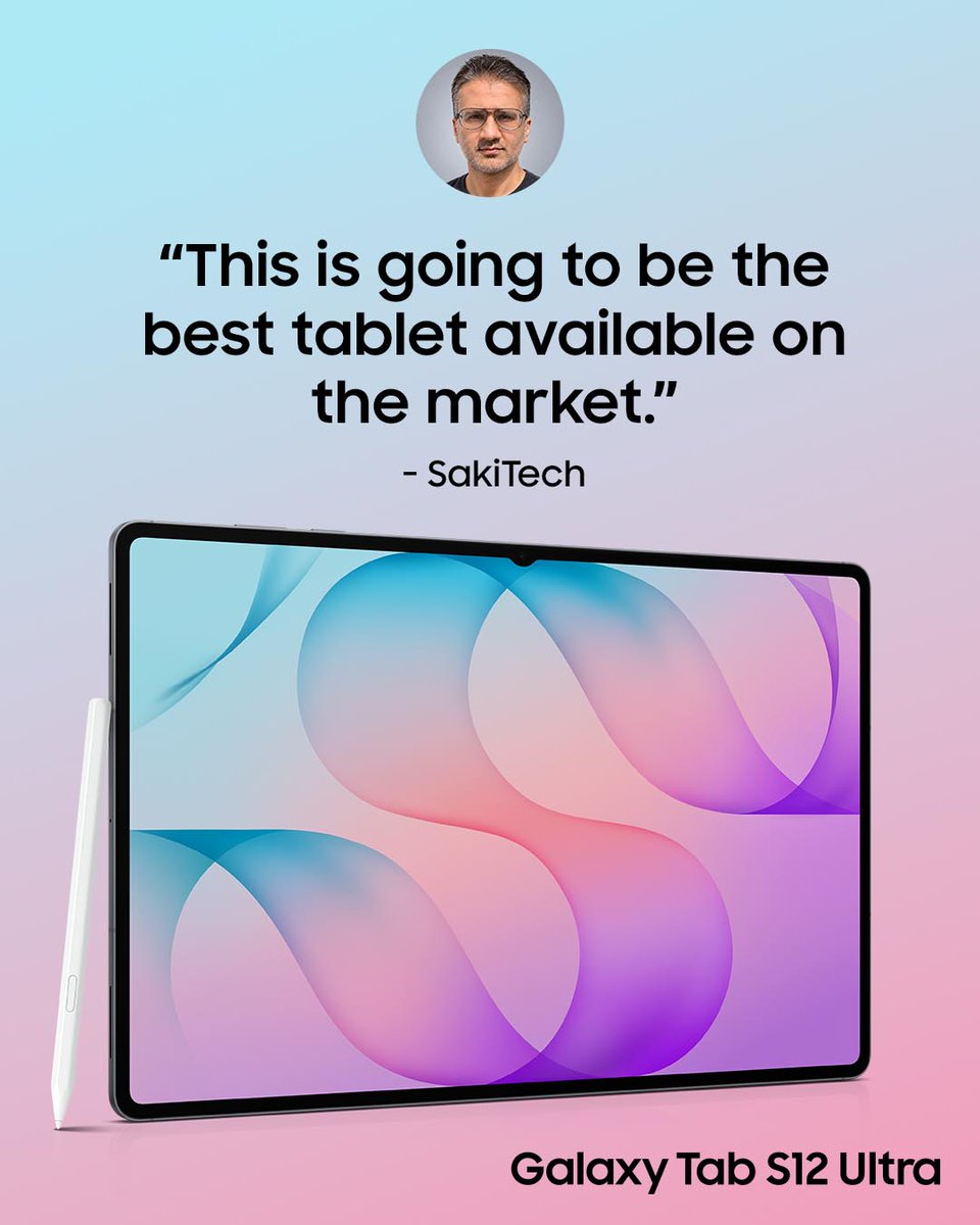 SamsungMobileUS's tweet photo. We’re way too humble to brag about the new #GalaxyTabS12Ultra, so we’ll let SakiTech take the mic 💯.

Buy now: https://t.co/3yrmBzM9ad https://t.co/byzV6DJ4LB
