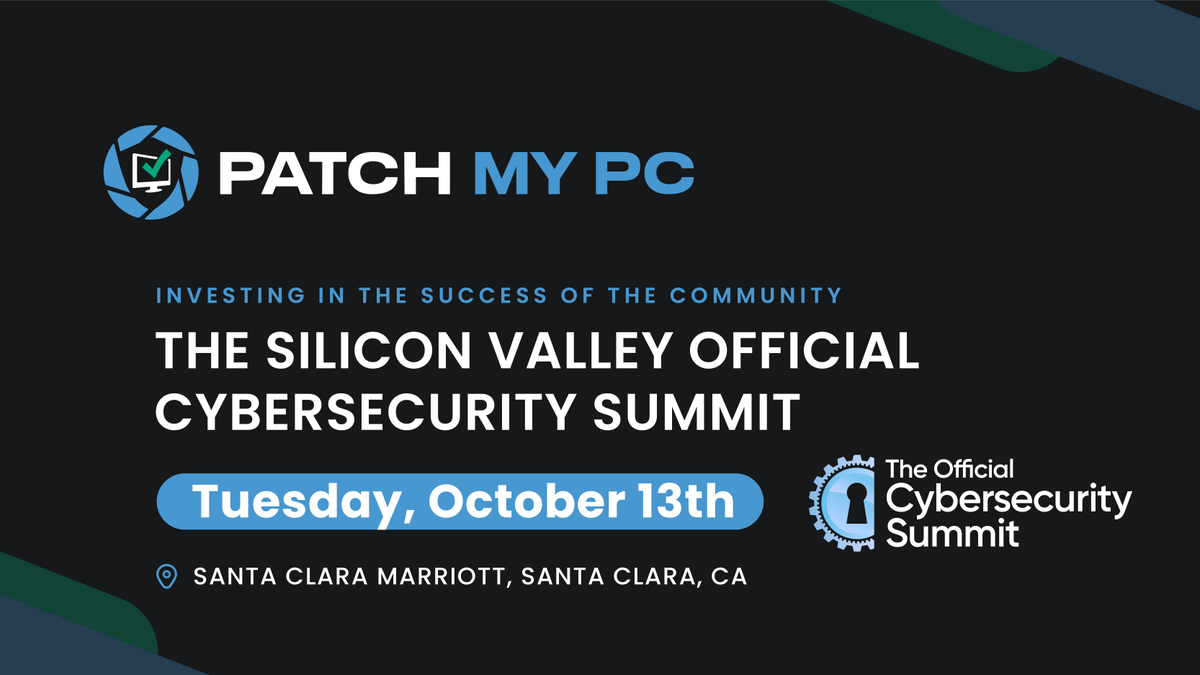 PatchMyPC's tweet photo. Silicon Valley, here we come! 👋

Stop by our booth at the #CyberSecuritySummit to chat with the team. Learn more about what we've been working on, including our new Exposure Tracker.

You can also catch #PatchMyPC Security Evangelist Carrie Cook on the "Securing the Extended Ecosystem" panel 🔥 

See you next week!

#CRAEvents #CyberSecurity