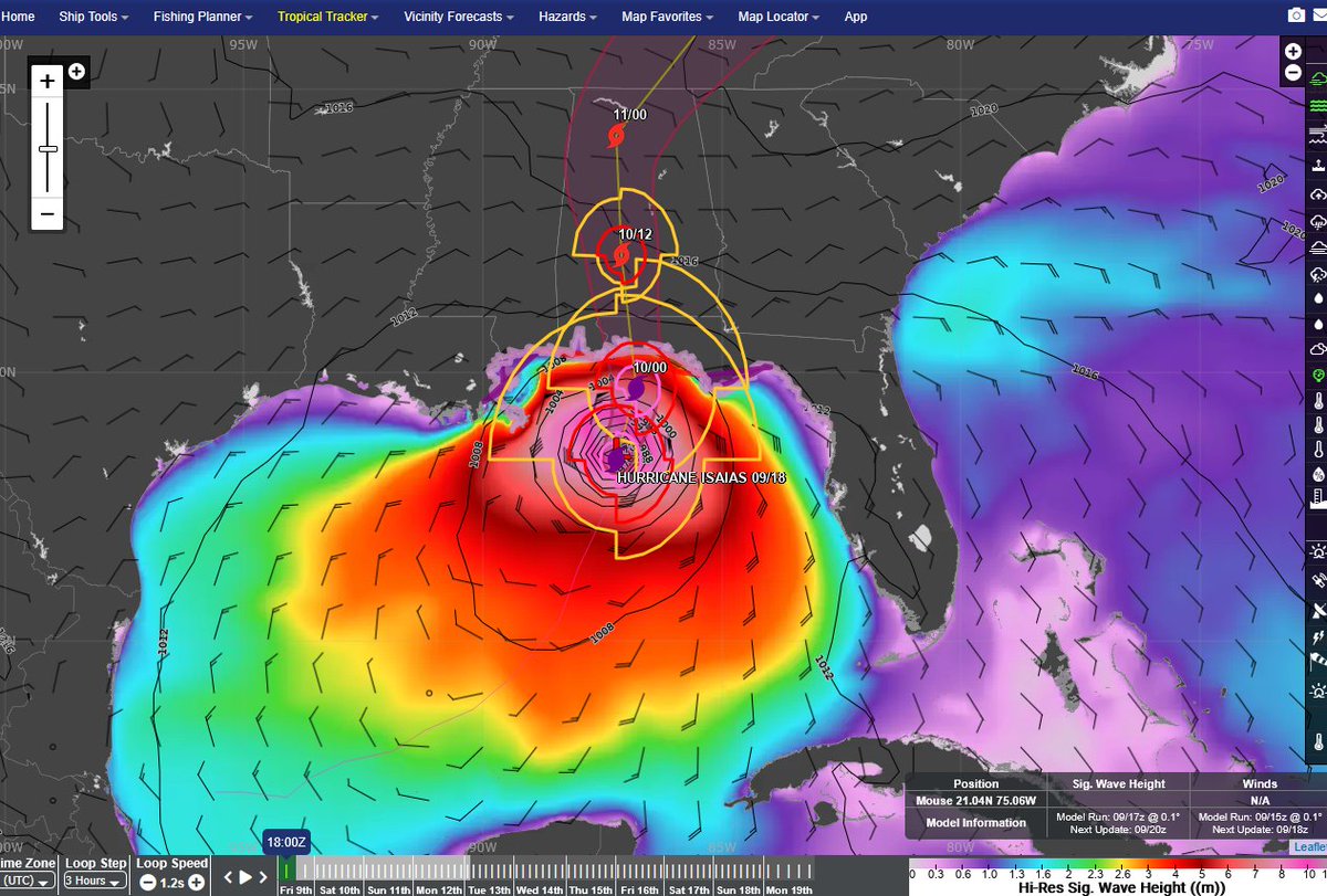 WeatherRouting's tweet photo. Isaias has just been upgraded to a Category 3 Major Hurricane as it makes its final approach to the US Gulf Coast. Hurricane Warnings remain in effect from the Florida Panhandle to the coast of Mississippi. Contact WRI for more information ahead of the storm's landfall! https://t.co/wqwnD6oYCG