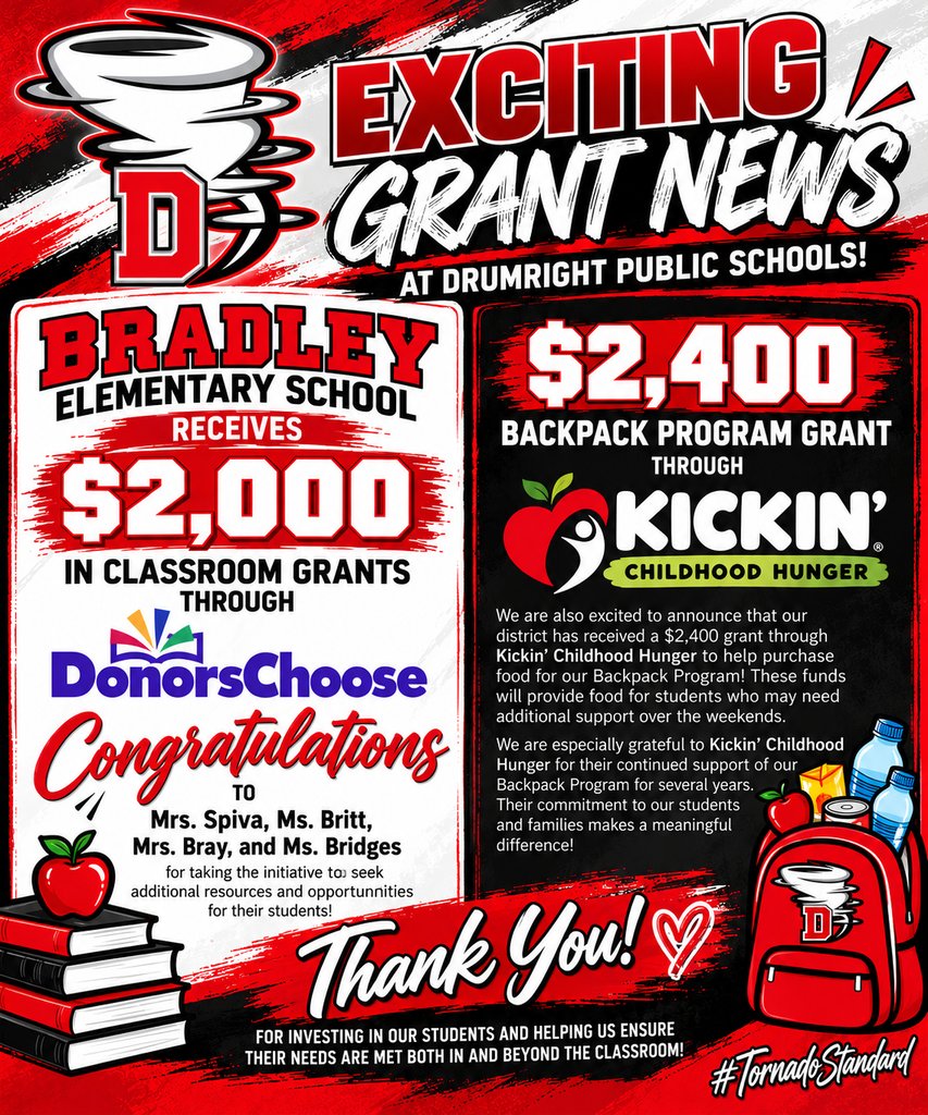 DrumrightS's tweet photo. Congratulations to Bradley Elementary School! https://t.co/QMfBrU76Ef