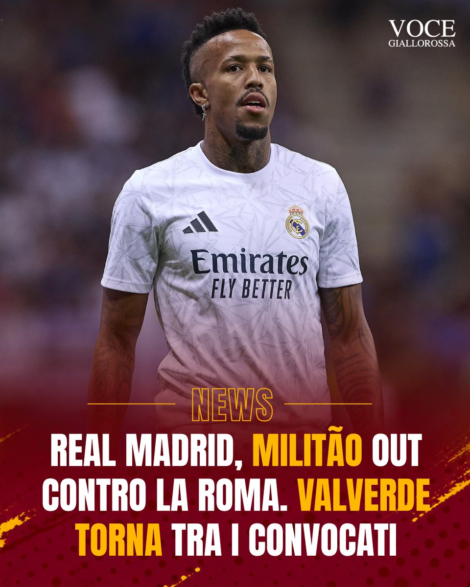 VoceGiallorossa's tweet photo. ๐จ Real Madrid, Militรฃo salta la Roma. Mourinho: "Ha bisogno di altre due settimane"
#ASRoma #RomaRealMadrid
https://t.co/lqn7rR1Vut https://t.co/r9pCd0ypqu