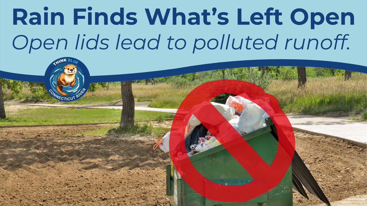 ThinkBlueCTR's tweet photo. ๐ง๏ธ Rainwater and open dumpsters donโt mix.
Keep dumpster lids closed and waste properly contained to prevent trash, liquids, and other pollutants from being carried into storm drains during wet weather.
#ThinkBlue #MS4 #Stormwater #CleanWater https://t.co/TOHX49zRY4