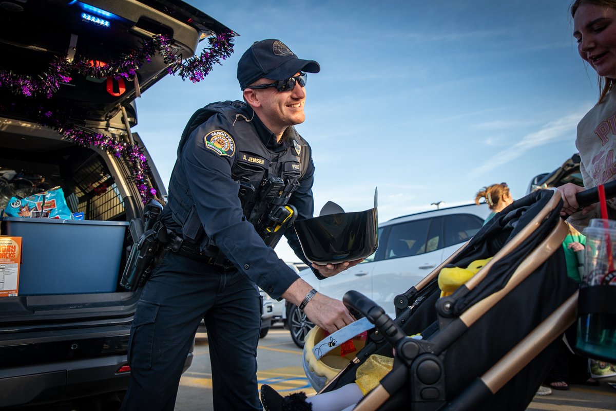 FargoPolice's tweet photo. Spooky season is officially underway! 👻🎃

On Wednesday, October 7, our #FargoPD officers kicked off attending their first of several Trunk or Treat events this month at @bethelfargo, and the costumes did not disappoint! We spotted fellow officers, members of the SWAT team, skeletons, K-Pop Demon Hunters, soccer players and plenty of other creative costumes. Between the candy, high fives and Halloween spirit, it was a great evening!

Today, on Faith & Blue Day, we're celebrating the connections between law enforcement and the faith community. Attending events like this are a great reminder that building relationships doesn't always have to be complicated. Sometimes, it starts with handing out candy and getting to know one another.

Thank you to Bethel Church for having us! We're looking forward to more Halloween fun throughout October. 🍬