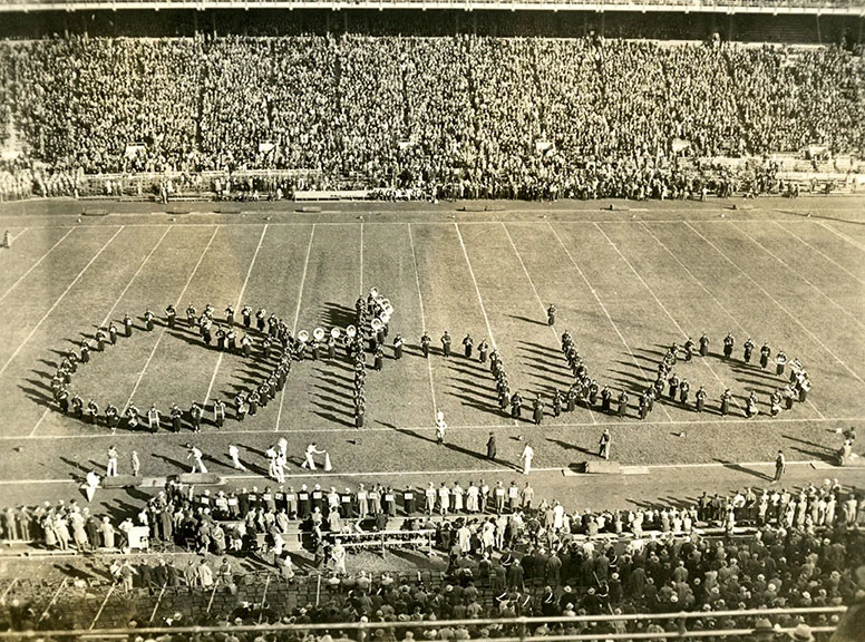 Marching Band's performance of Script Ohio in 1936