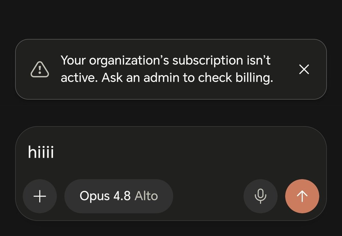 awa_omg's tweet photo. We are investigating a potential vulnerability in Anthropic’s subscription enforcement that may allow continued access to paid models despite an inactive subscription warning.

We are documenting our findings for responsible disclosure.

@AnthropicAI @claudeai https://t.co/19sm63GkZN