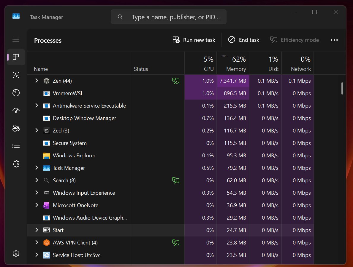 juradodev's tweet photo. I really like Zen Browser, but the RAM consumption is HUGE https://t.co/4kDp3080In