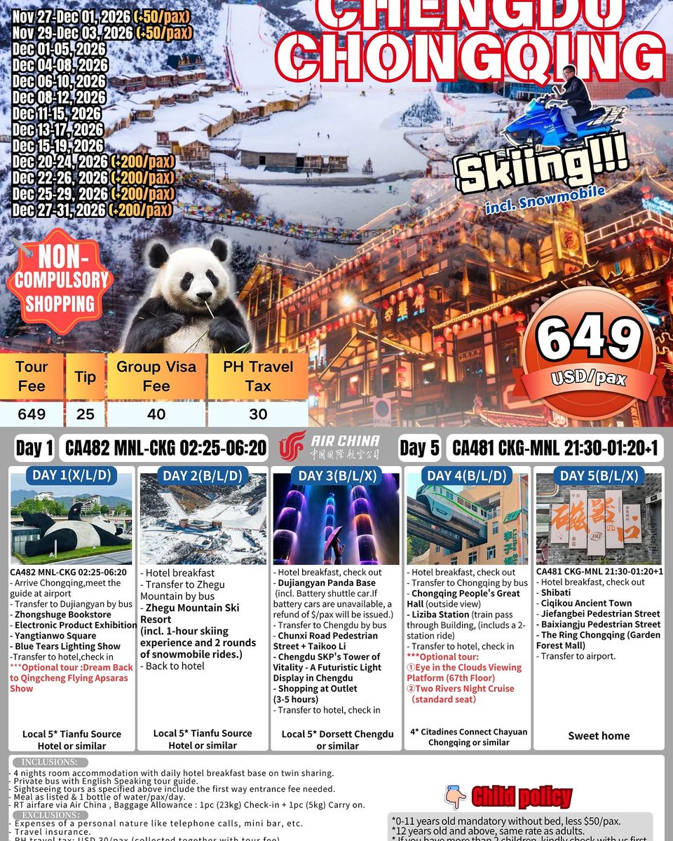 quiiendice's tweet photo. Skiing sa snow habang kumakanta ng Xmas song! ALL IN 5D4N Chengdu Chongqing mula $649/pax. Guaranteed China Group Visa, walang compulsory shopping, 5-star hotel at full-packed tours. https://t.co/bq9V8WuJXK