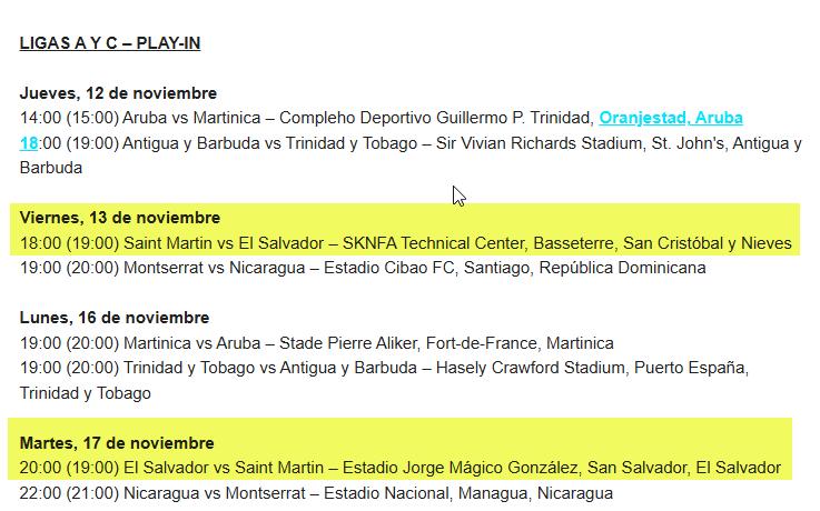 martinezchino's tweet photo. Confirmadas las fechas para el Play-In para El Salvador:
✈️ Nov 13 - St. Martin (a jugarse en San Cristobal y Nieves)
🛖 Nov 17 - St. Martin (en el Mágico González) https://t.co/bmCZMqxkGi