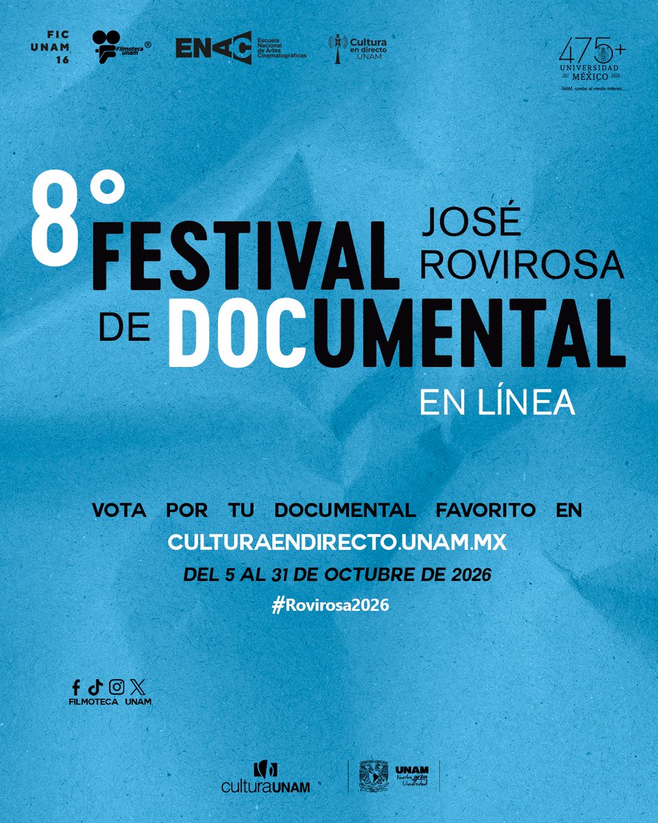 PrismaRU's tweet photo. 💠 La @FilmotecaUNAM y la @enacunam, presentan la Octava edición del Festival José Rovirosa de Documental en Línea para la categoría estudiantil | Nuestra compañera Cristina Godínez (@titinagc) nos comparte la información.
#RelatamosAlMundo🌎 #RadioUNAM 96.1 FM 📻 https://t.co/VYf7IMnPJu