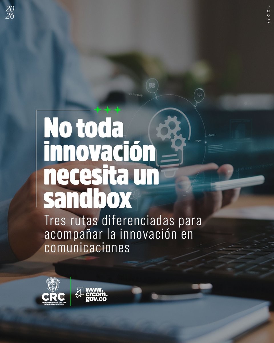 CRCCol's tweet photo. La CRC fue pionera en la región con su sandbox regulatorio. La experiencia mostró que muchas ideas necesitan orientación o pruebas bajo las reglas vigentes. Consulta la propuesta de un nuevo marco de innovación regulatoria hasta el 16 de octubre:
https://t.co/UOsneZp71I https://t.co/u9QJ0jweRa