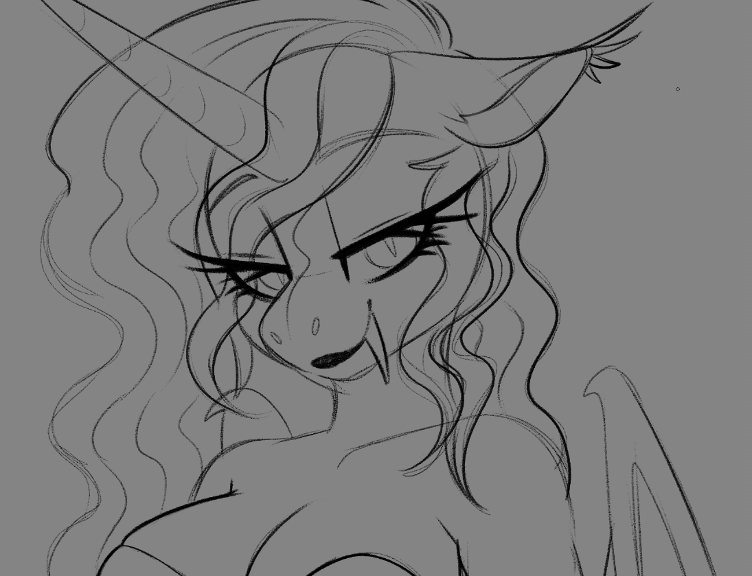 Red_Moonwolf's tweet photo. Well I wasn't planning on just leaving at it like this but whatever, pressed the wrong button.

(GF) Vampire Celestia doodle https://t.co/ftG2yh9QPj
