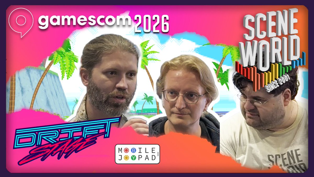 Scene_World's tweet photo. Another interview added from @gamescom to our playlist, this time @nodepond from @5electricity  and Alex  from #MobileJoypad talking about their work with @SuperSystemsLLC's #DriftStage revival! 

Watch the insight at https://t.co/TWEMX7AwfR https://t.co/4qSa5DJVNJ