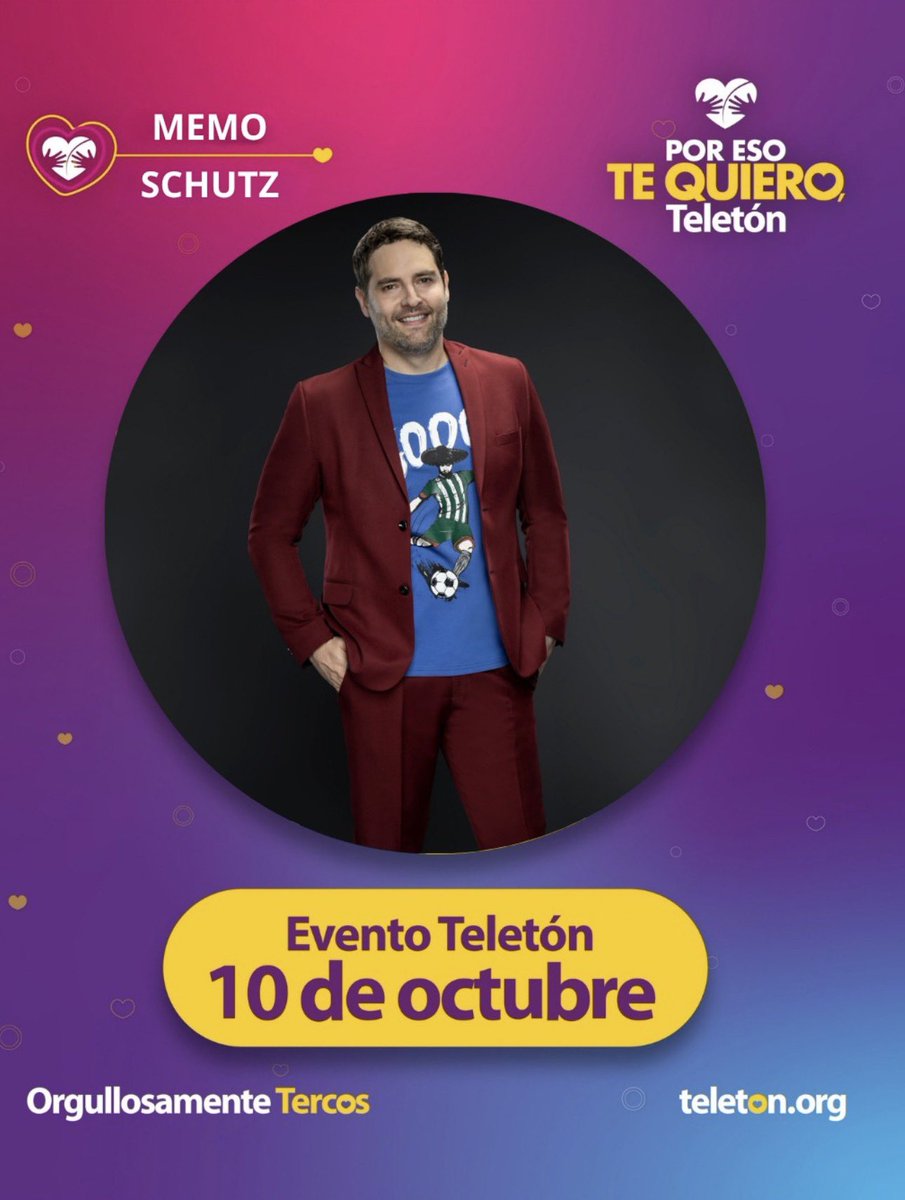 trpschutz's tweet photo. Mañana toda la #TropaSchutz todo el día viendo y apoyando al @TeletonMexico junto a este crack @memo_schutz 💜💛💜💛💜💛 https://t.co/JK7DJ2GB56