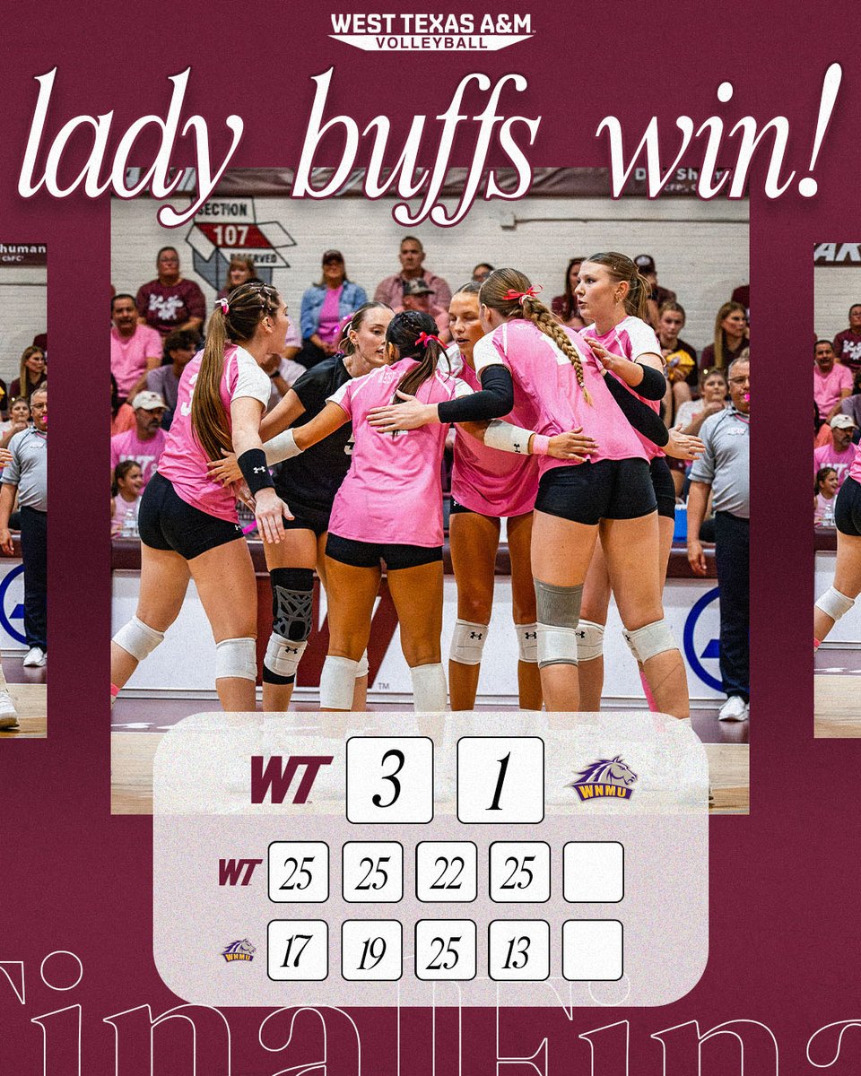 WTAMUVolleyball's tweet photo. Got the Win on a Special Night ๐ฉท
#BuffNation | #WESTisBEST https://t.co/gsyDqmZClS