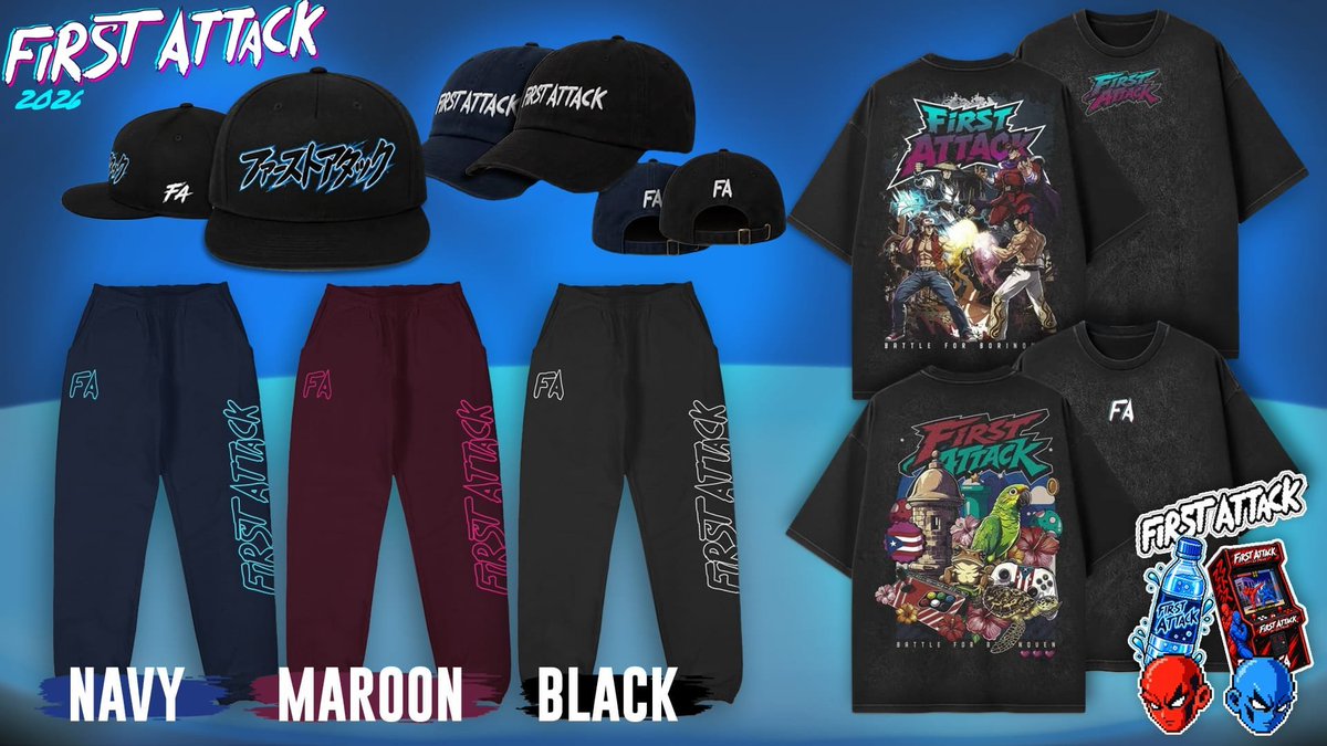 FirstAttackPR's tweet photo. #FA2026 Shop is Live!!

If you didn't get to catch the merch at the event, visit our online store and get you hands on some FA Swag

https://t.co/llrL8WmBVJ https://t.co/SHmXlqpcy4