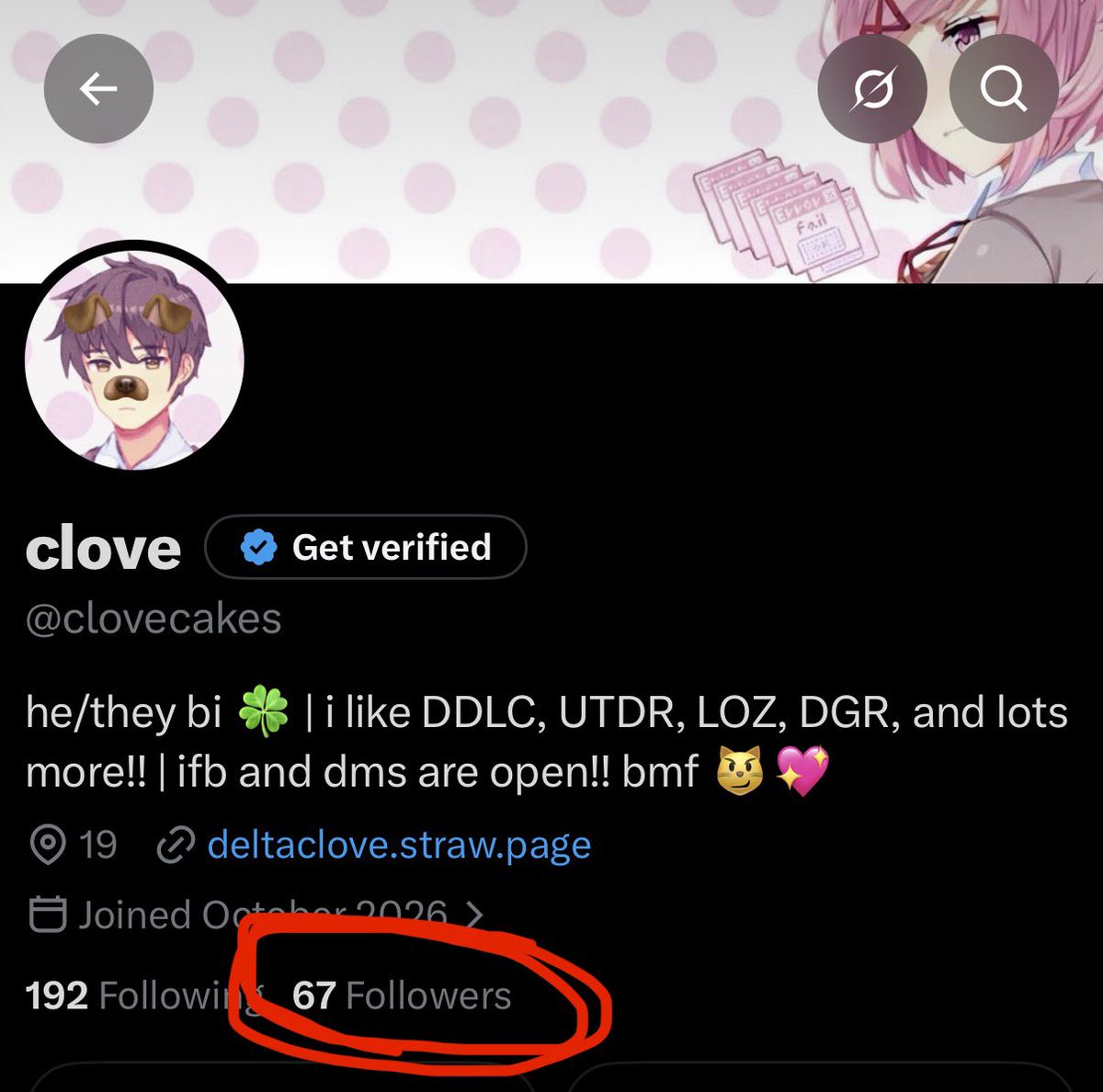clovecakes's tweet photo. thank you for 67 followers ❤️‍🩹❤️‍🩹 https://t.co/FDHwpCjjKn