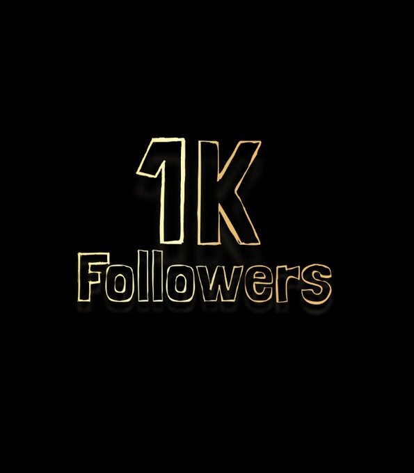 Image 1: A celebratory graphic on a black background featuring the text "1K Followers" in glowing, outlined gold lettering.