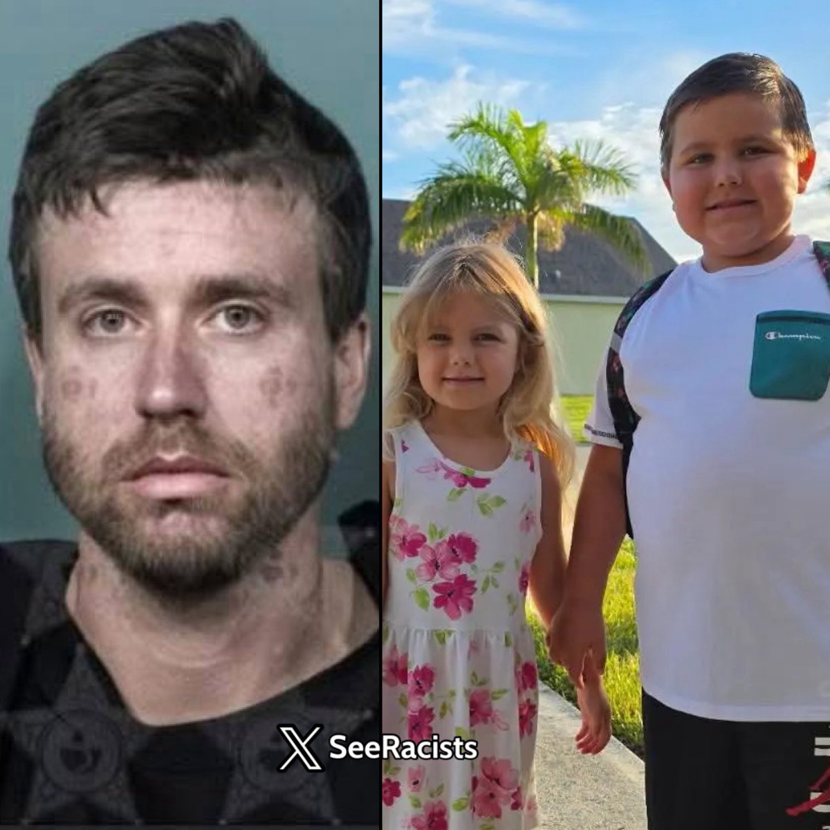 SeeRacists's tweet photo. A father shot his 5-year-old daughter and 7-year-old son dead, then shot himself. Their mother walked in and found all three bodies when she arrived to pick the kids up.

Joseph Dingwall, 37, of Cocoa, Florida.

Olivia the mother showed up for her custody time with her kids Aira, 5, and Remy, 7. She couldn’t reach them. The door was open so She just walked in and found them dead. A neighbor heard two gunshots around 12:20 a.m. and watched the father pacing outside with a flashlight on the doorbell camera but never called police. Cops had already been to the house 11 times before. No motive has been released yet. 

KILLED BY THEIR OWN FATHER. THIS HAS TO END.