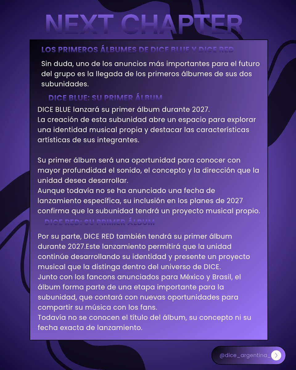 Dice_Argentina_'s tweet photo. @mintnk_ @Jaykansopon @ottosip @tanannat_tt @oboaphinat @jisangakira @alexbucklandd @CHEESEchayapol @apowachirakon @maddocdavies Por un lado, el segundo álbum de DICE permitirá continuar desarrollando su trayectoria musical como conjunto. Por otro, los primeros álbumes de DICE BLUE y DICE RED abrirán nuevas oportunidades para que ambas subunidades exploren sus propias identidades.
#DICE2027_NextChapter https://t.co/0qhF52isJT