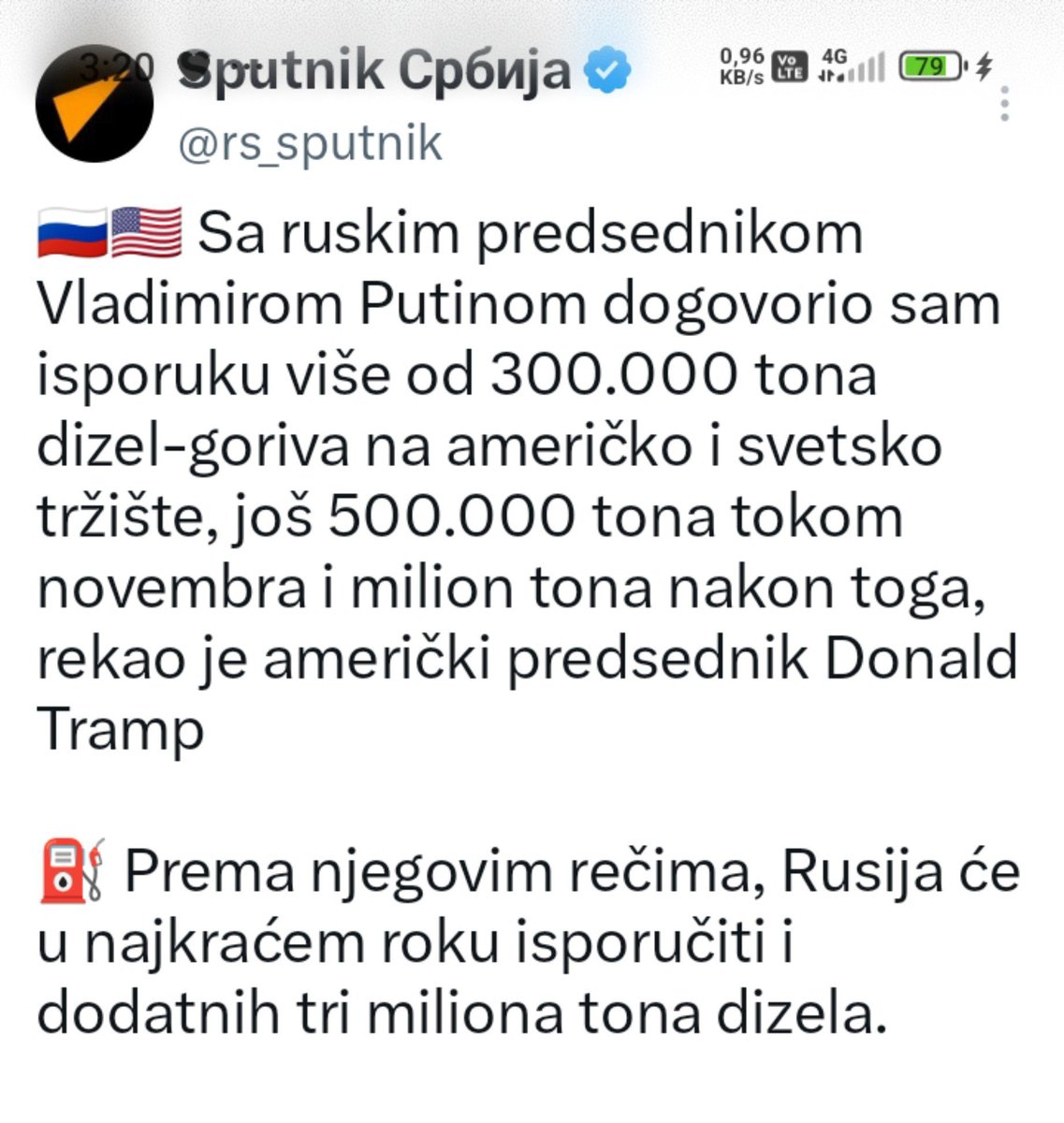 SrpskiInfoStab's tweet photo. ВЕЛИКА ПОБЕДА ПУТИНА
И РУСИЈЕ:
РУСКИ ДИЗЕЛ ПОНОВО У АМЕРИЦИ И СВЕТУ,
ТРАМП СУСПЕНДОВАО САНКЦИЈЕ ДО АПРИЛА 2027
Зеленски у шоку, Украјина више неће смети да гађа руске рафинерије и складишта
Овај д��говор може донети и друге добре средњерочне последице по Русију и слободан свет.. https://t.co/m5bqfA1vKA