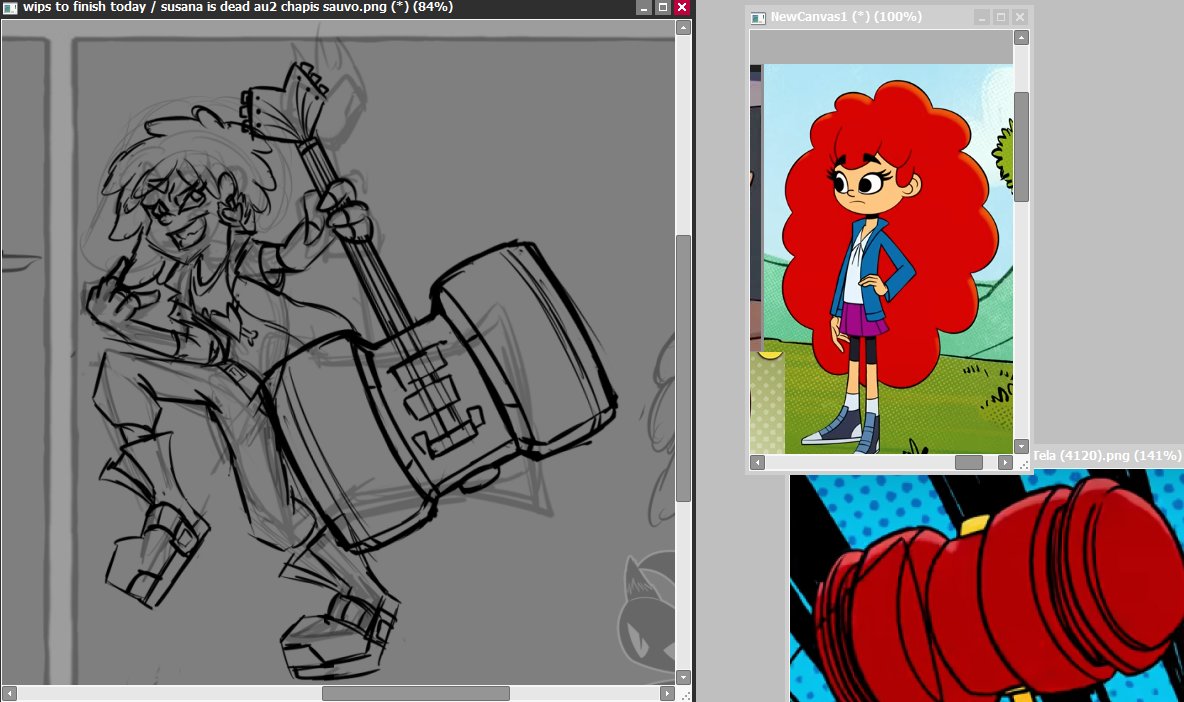 geotti21's tweet photo. #wip Lina roqueira veia(eu tentei fazer a guitarra dela ser justamente a marreta biônica dela 💔) https://t.co/3CfVI12AL6