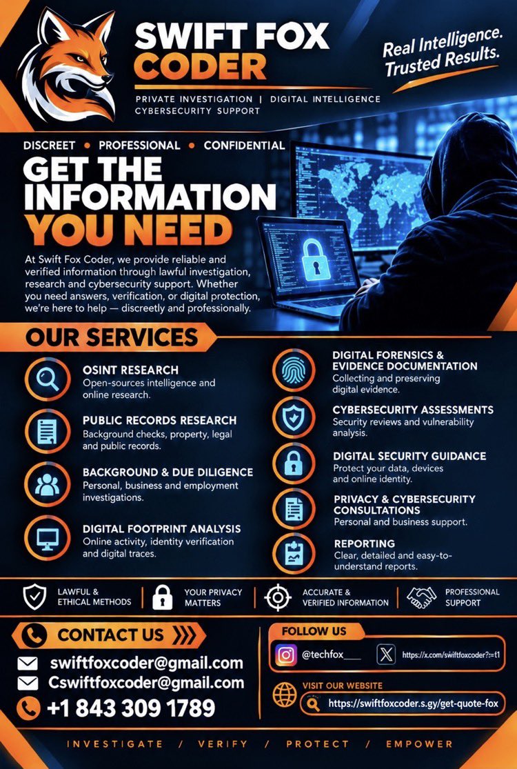 swiftfoxcoder's tweet photo. #HireAHacker #EthicalHacker #HireAnEthicalHacker #CyberSecurity #CyberExperts #HackersForHire #CyberSecurityServices #PenetrationTesting #InfoSec #CyberDefense

https://t.co/MC9gxtTXSk https://t.co/qckNd27WUK