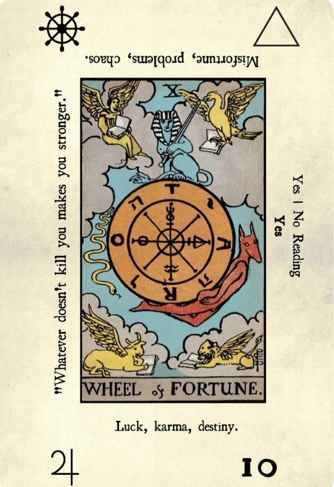 Zodi_Am's tweet photo. Happy 10/10/10.✦ ݁˖

The Wheel of Fortune is the 10th tarot card.
May the wheel turn in your favor every time. https://t.co/haaNjxhnVl