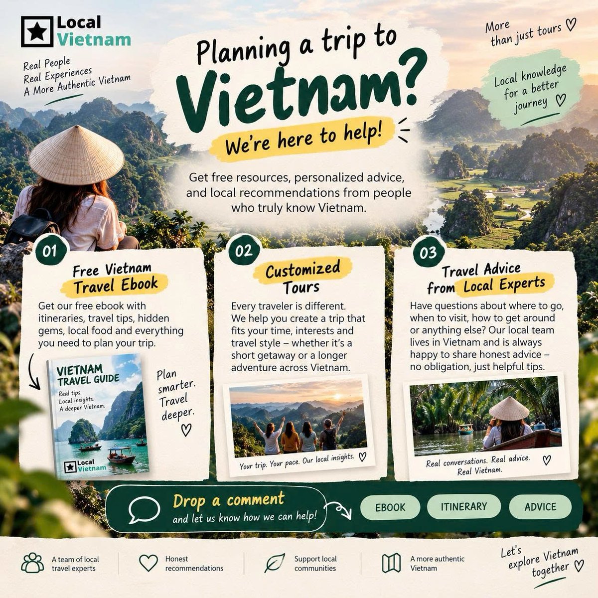 josliebaut's tweet photo. Planning Vietnam? From Sapa to Phu Quoc, every destination has its own seasons and pace. Ask our local team about routes, weather, stays, itineraries, hidden gems and travel tips. Tell us your dates and travel style. https://t.co/iN03DIUAXx