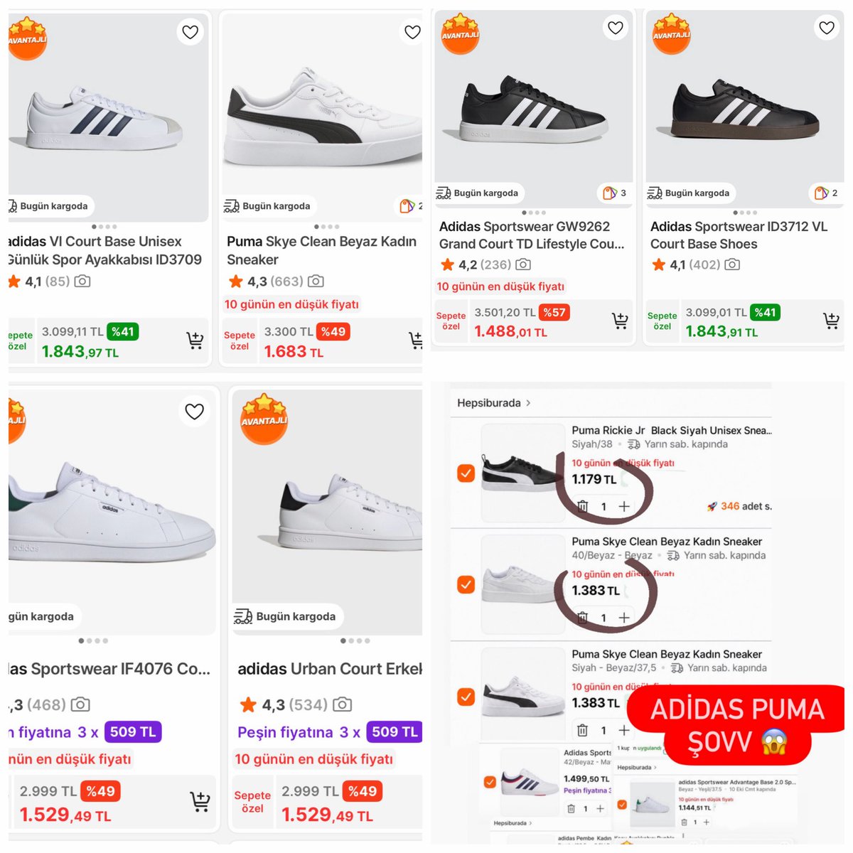 Frsatlgunler's tweet photo. ACİL KOŞUNNNN 
PUMA ADİDAS şovvv fiyatlar 😍 
satıcı Hepsiburada
1000₺ye kadar düştü AVM’DE 3 KATI bu güne özel koşunnn koşunnn stoklar erimeden 🔥💃🏻linki bıraktım 👇🏻👇🏻

https://t.co/mr2KA45lRq https://t.co/oWIaZmhTWy