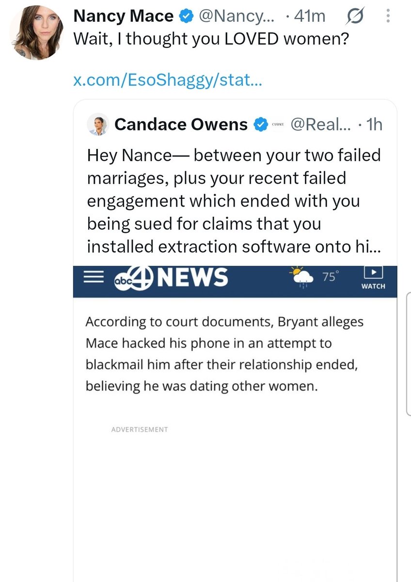EsoShaggy's tweet photo. My story exposing Candace Owens as a cheating lesbian is being posted by Members of Congress. 

Candace will be haunted by this drama for the rest of her career, no matter how much she lies. https://t.co/nMRZQjXt2l